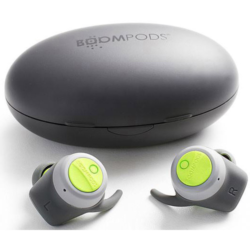 Boompods Boombuds pour le sport Écouteurs intra-auriculaires Bluetooth gris, vert résistant à la sueur, résistant à l'eau