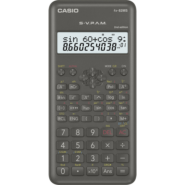Casio FX-82MS 2nd Edition Schulrechner Schwarz Display (Stellen): 12 batteriebetrieben (B x H x T) 77 x 14 x 162mm