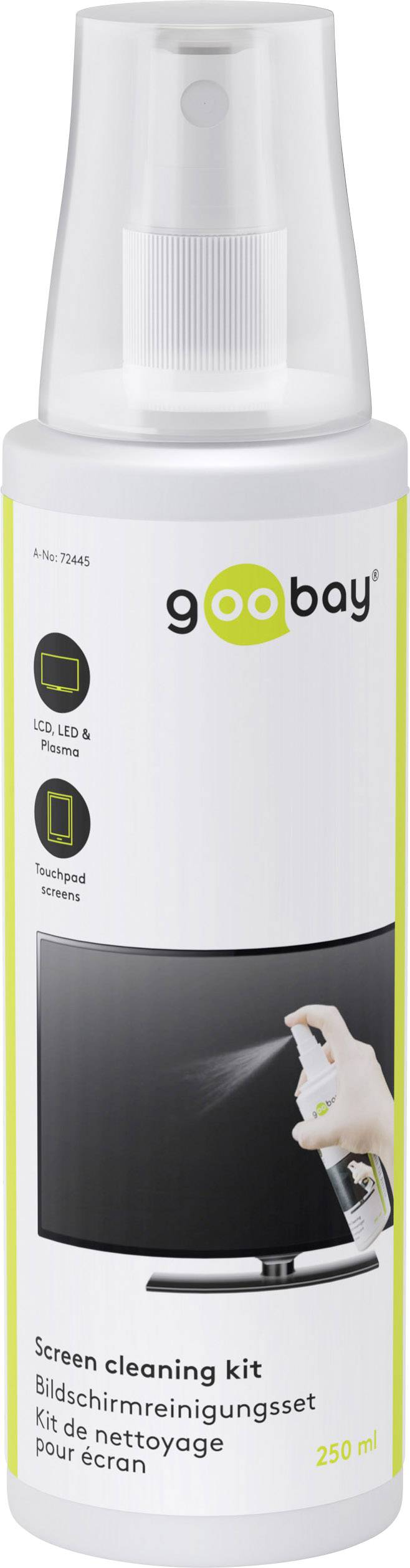 Goobay LCD, LED, Plasma Bildschirmreiniger 250 l nicht brennbar, inkl. Reinigungstuch 72445 1 Set