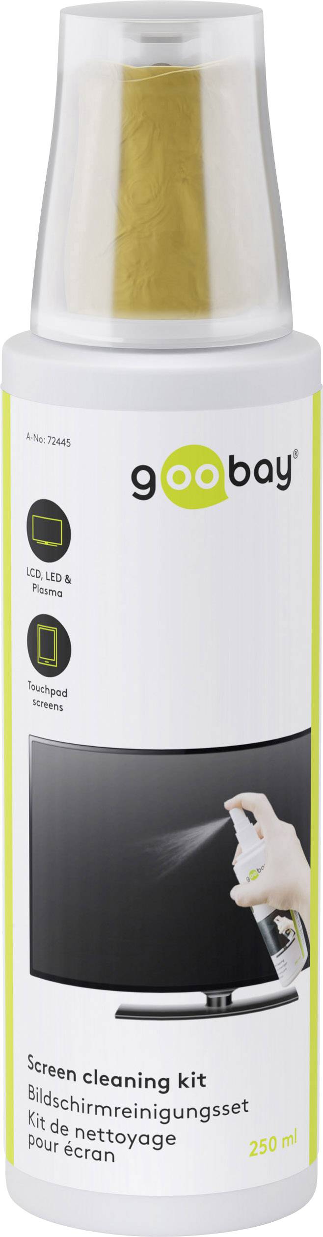 Goobay LCD, LED, Plasma Bildschirmreiniger 250 l nicht brennbar, inkl. Reinigungstuch 72445 1 Set