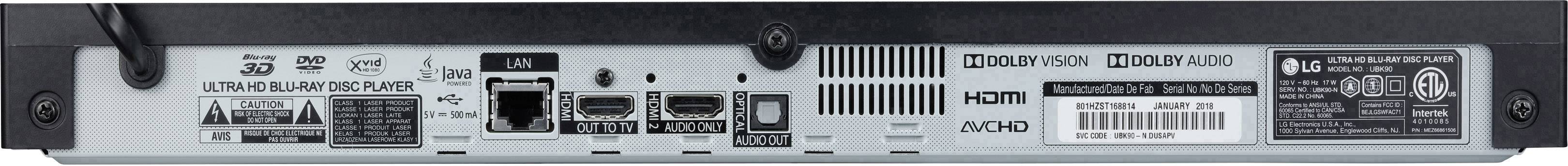 LG Electronics UBK90 UHD Blu-ray-Player 4K Ultra HD, Smart TV, WLAN Schwarz