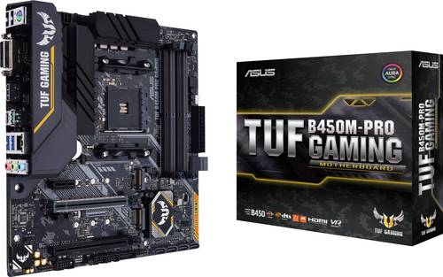 Asus TUF B450M-Pro Gaming Mainboard Sockel AMD AM4 Formfaktor Micro-ATX Mainboard-Chipsatz AMD® B45