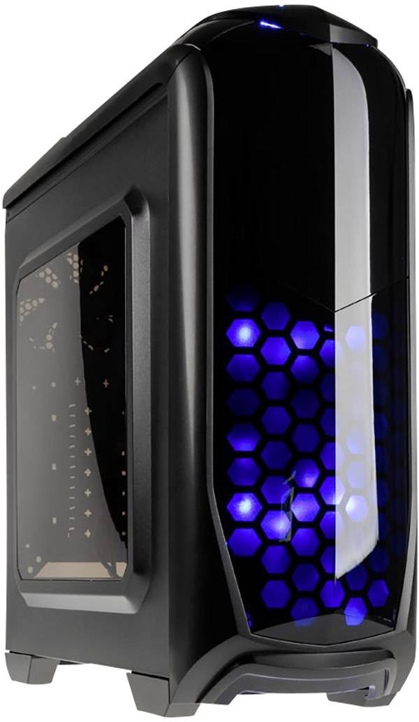 Kolink AVIATOR-GM Midi-Tower PC-Gehäuse Gunmetal, Schwarz Seitenfenster, Staubfilter, 1 vorinstallierter Lüfter, 2 Vorinstallierte LED Lüfter