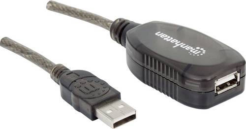 Manhattan USB-Kabel USB 2.0 USB-A Stecker, USB-A Buchse 10.00m Schwarz