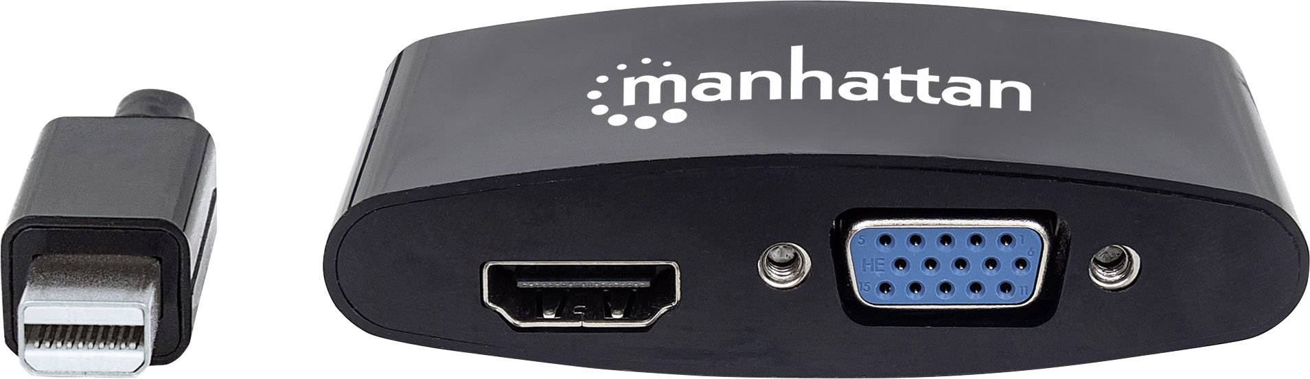 Manhattan 152709 DisplayPort / VGA / HDMI Adapter [1x Mini-DisplayPort Stecker - 1x VGA-Buchse, HDMI-Buchse] Schwarz 16.00 cm
