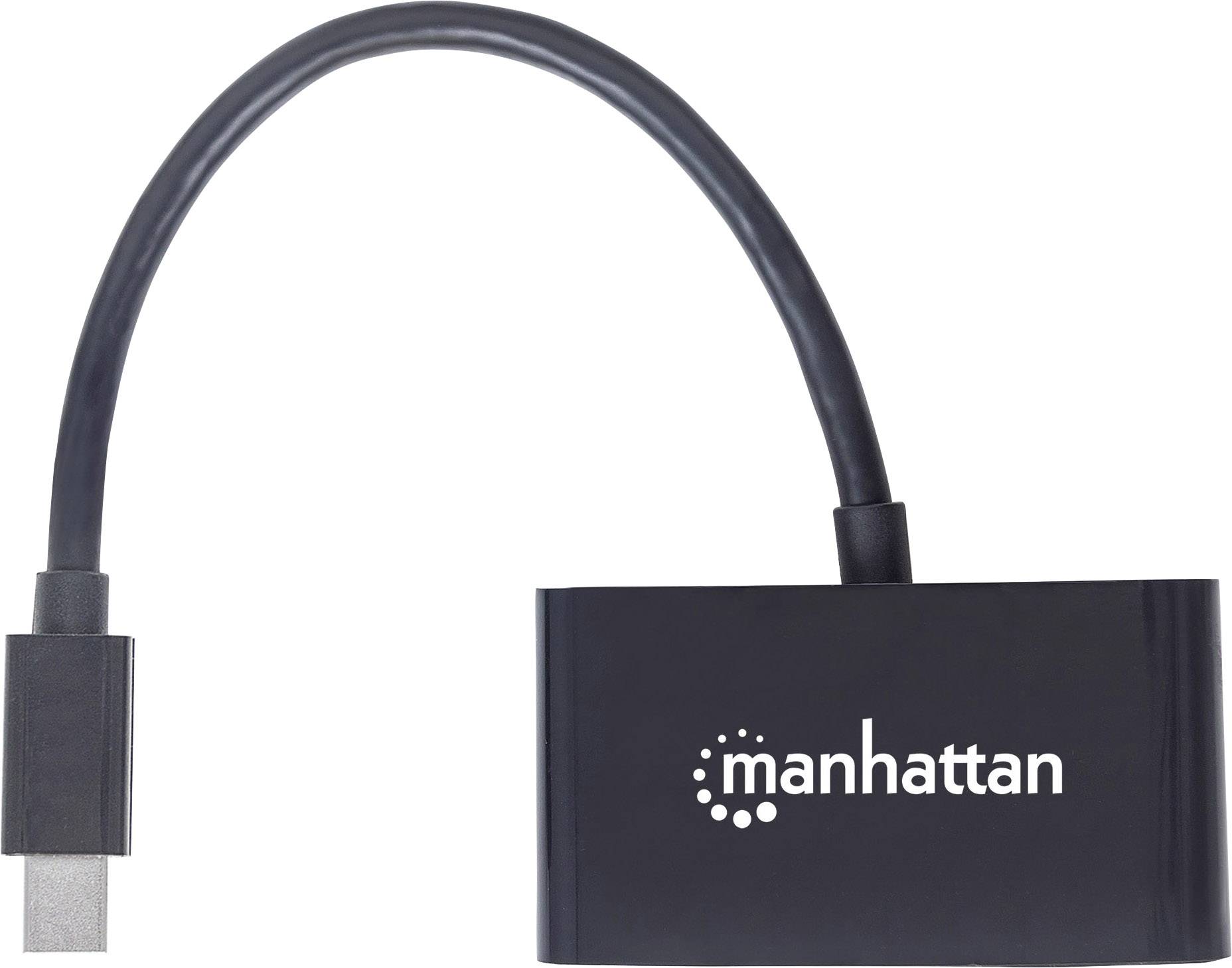 Manhattan 152709 DisplayPort / VGA / HDMI Adapter [1x Mini-DisplayPort Stecker - 1x VGA-Buchse, HDMI-Buchse] Schwarz 16.00 cm