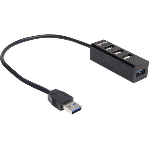 Manhattan 163828 4 Port USB 3.2 Gen 1-, USB 2.0-Kombi-Hub Schwarz