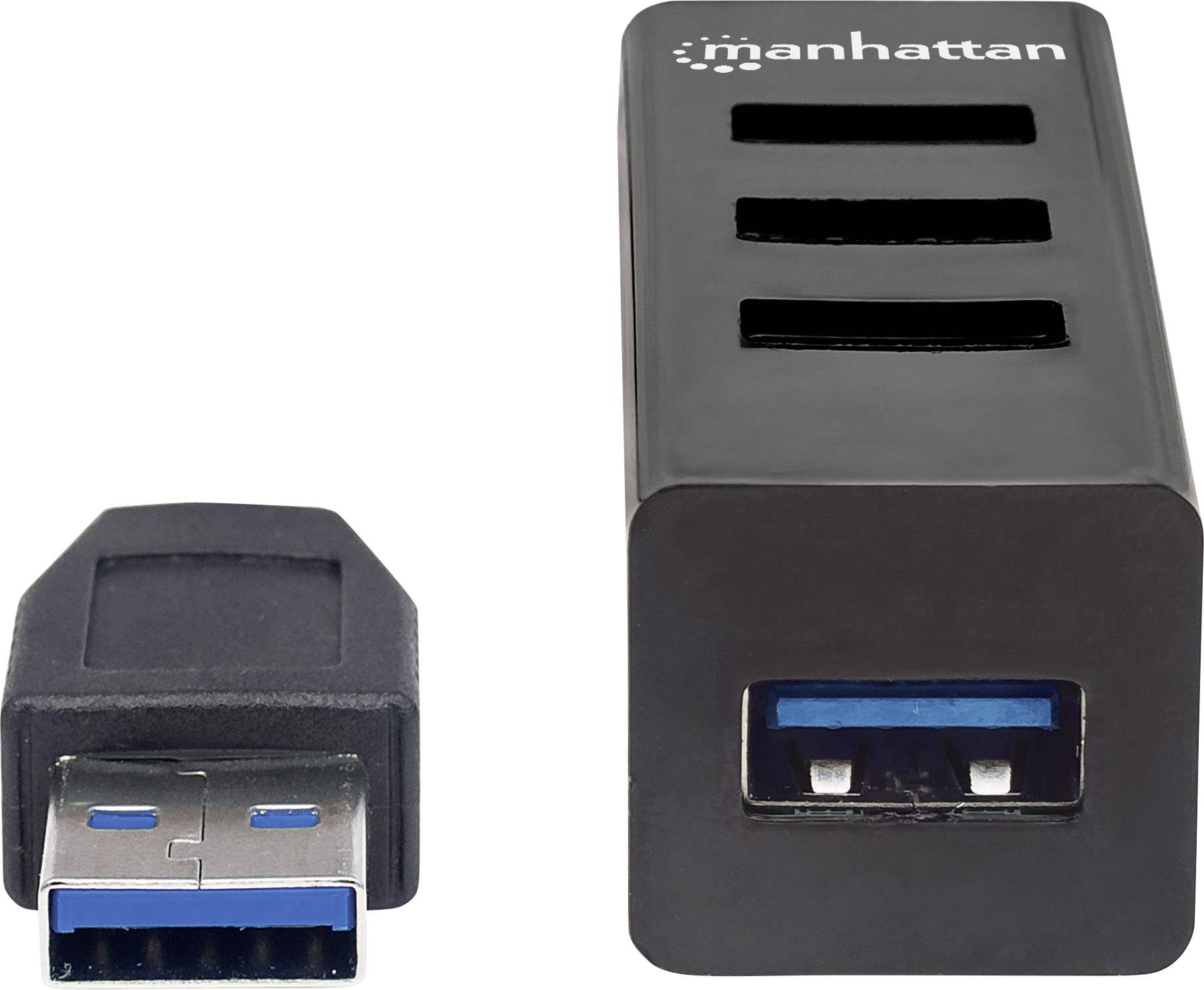 Manhattan 163828 4 Port USB 3.2 Gen 1-, USB 2.0-Kombi-Hub Schwarz