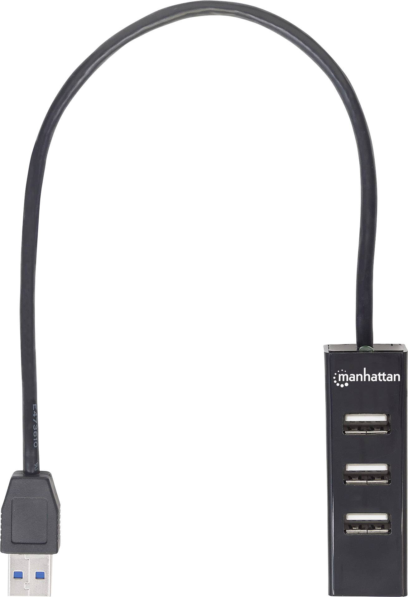 Manhattan 163828 4 Port USB 3.2 Gen 1-, USB 2.0-Kombi-Hub Schwarz