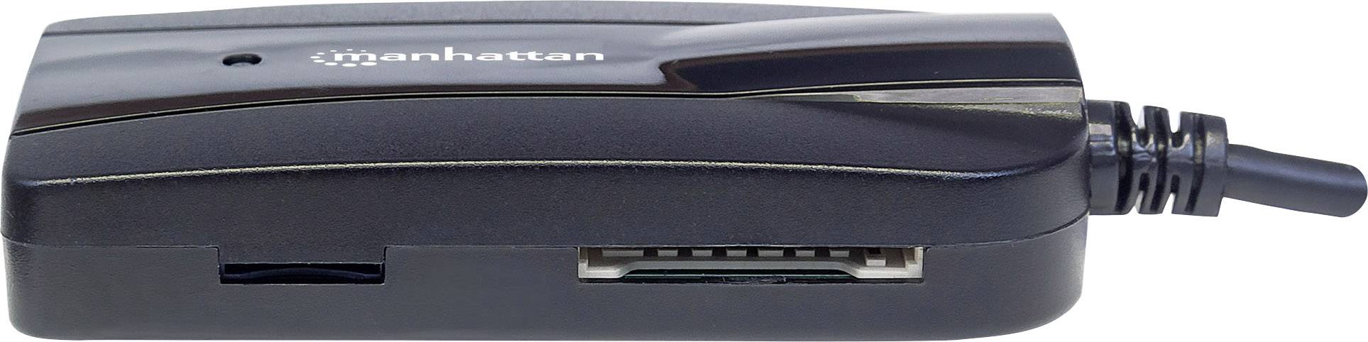 Manhattan 163590 3 Port USB 3.2 Gen 1-Hub (USB 3.0) mit eingebautem SD-Kartenleser Schwarz