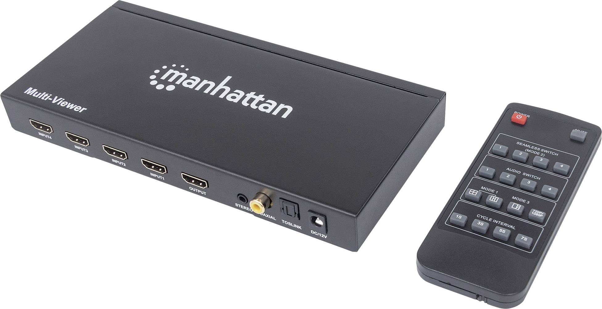 Manhattan 207881 4 Port HDMI-Switch mit Fernbedienung 1920 x 1080 Pixel