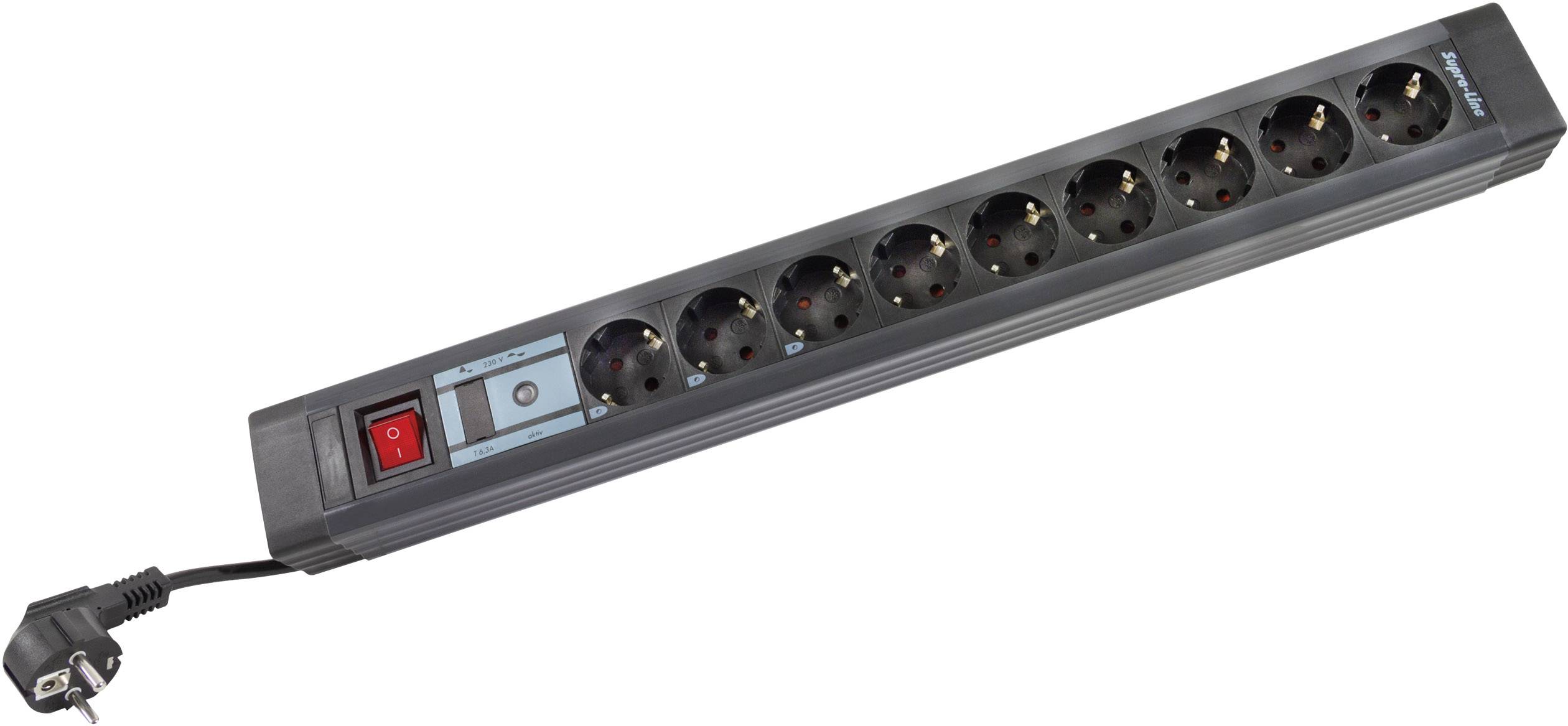 REV 0015953513 Steckdosenleiste mit Schalter 9fach Anthrazit, Schwarz Schutzkontakt 1St.