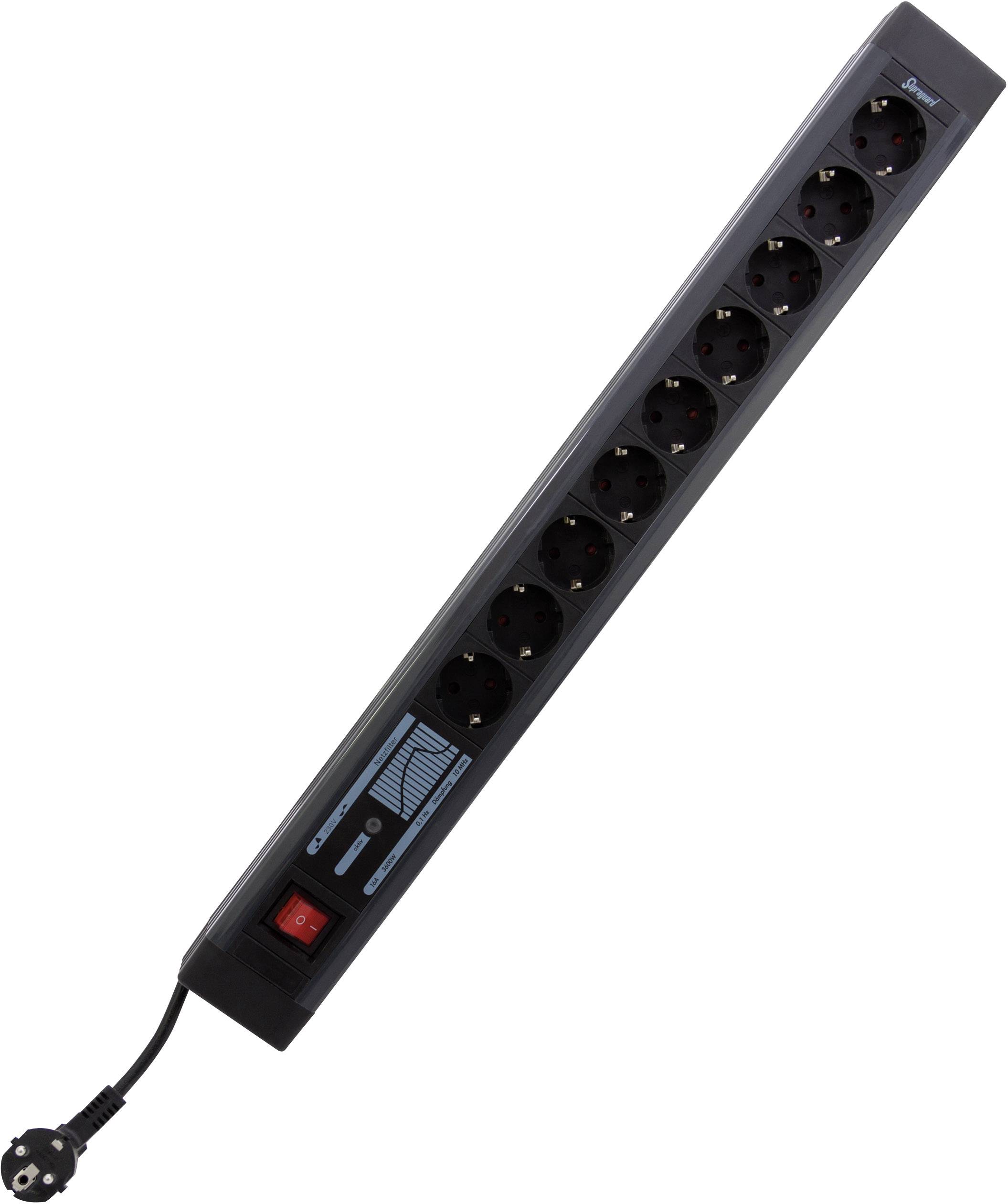 REV 0015963513 Steckdosenleiste mit Schalter 9fach Anthrazit, Schwarz Schutzkontakt 1 St.