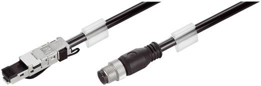 Ein schwarzes Verbindungskabel mit zwei unterschiedlichen Steckern: Links ein schmaler, metallischer Stecker, rechts ein runder, gerippter Stecker.