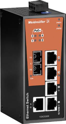 Weidmüller IE SW BL06 1TX 4POE 1SC Industrial Ethernet Switch 10 100MBit s PoE Funktion  - Onlineshop Voelkner