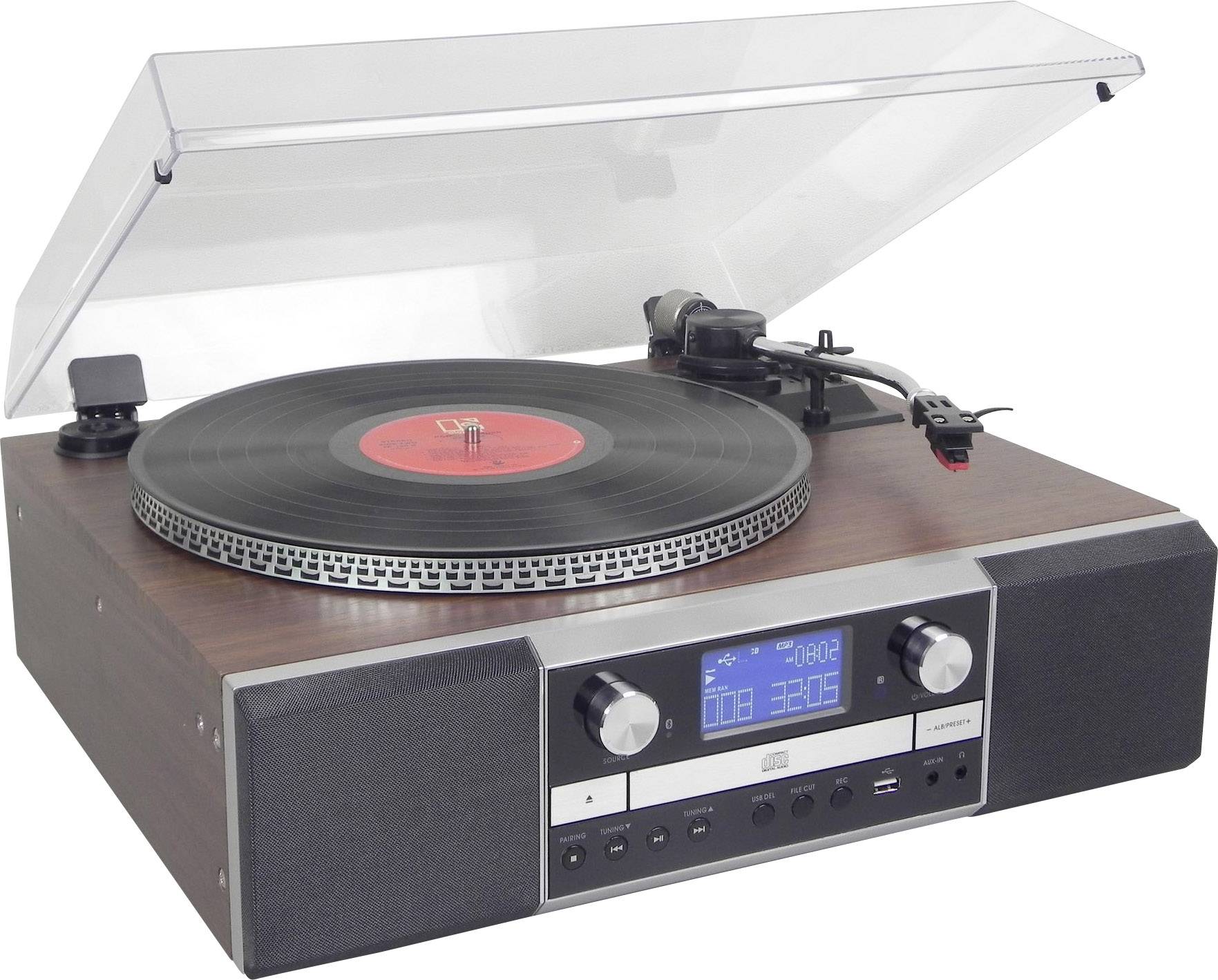 soundmaster PL905 USB-Plattenspieler Riemenantrieb Holz