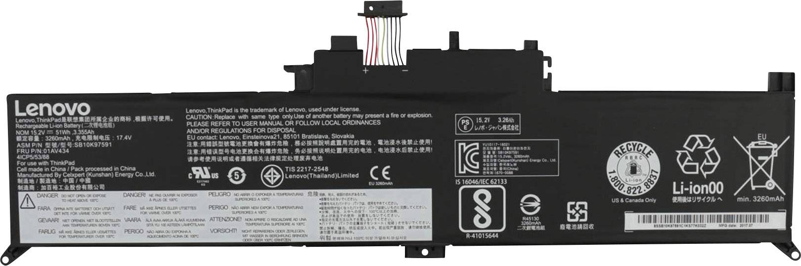 Lenovo Notebook-Akku SB10K97591 15.2V 3355 mAh
