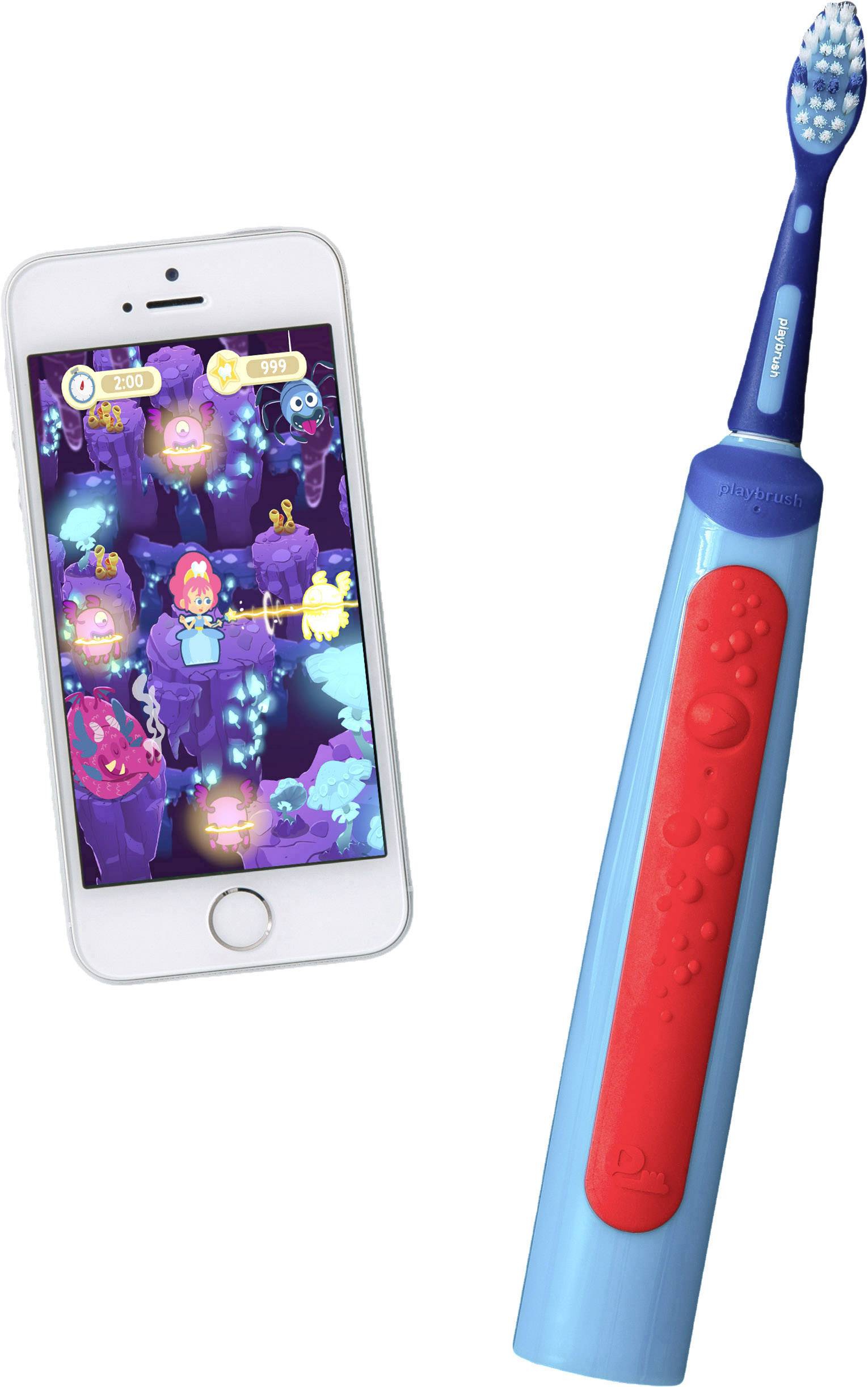 Playbrush Smart Sonic 5162001 Elektrische Kinderzahnbürste Schallzahnbürste Hellblau, Rot