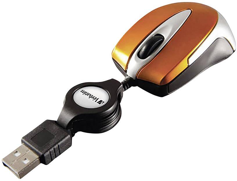 Verbatim Go Mini Maus USB Optisch Orange 3 Tasten 1000 dpi mit Kabelroller