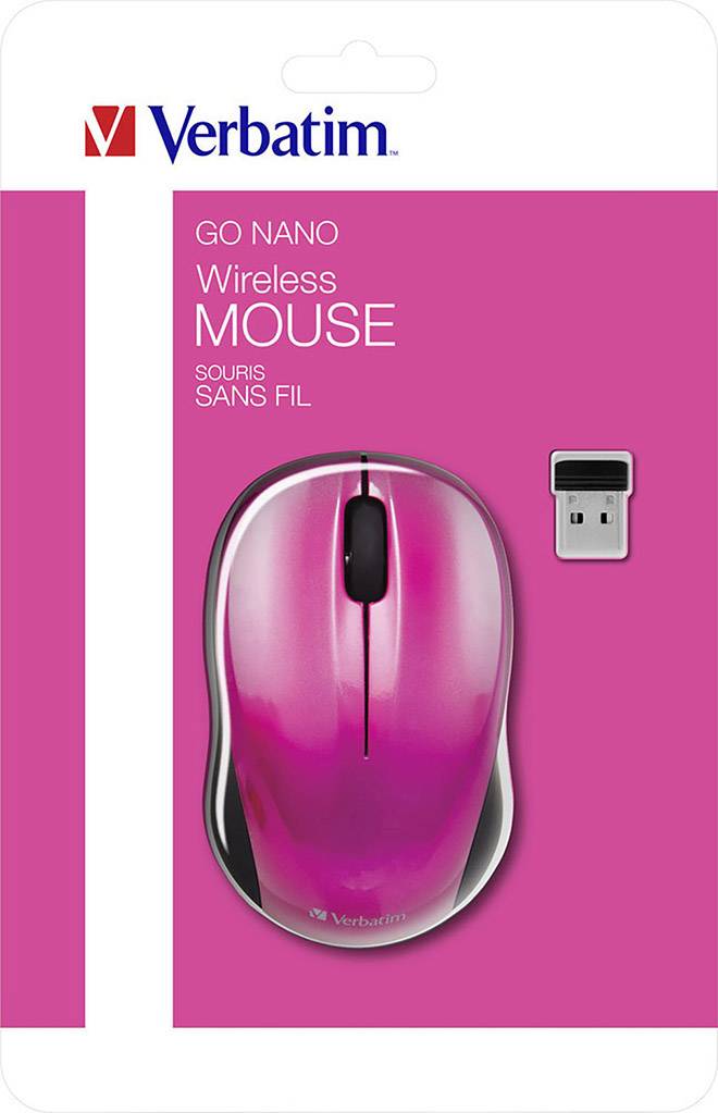 Verbatim Go Nano Maus Funk Optisch Pink 3 Tasten 1600 dpi