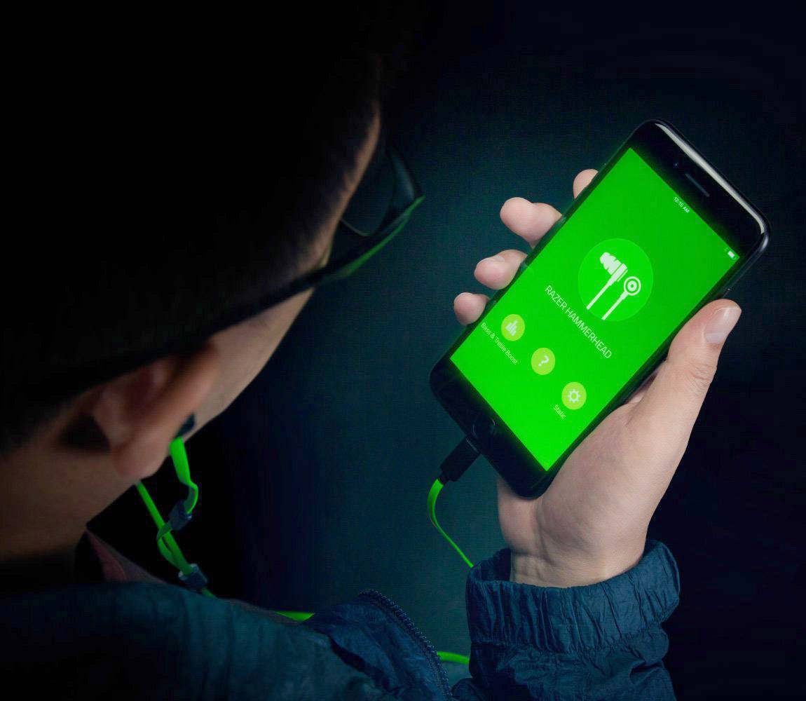 RAZER Hammerhead for iOS Gaming In Ear Headset kabelgebunden Stereo Schwarz, Grün Noise Cancelling Lautstärkeregelung, Mikrofon-Stummschaltung