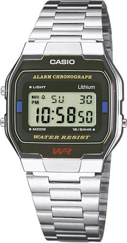 Casio Chronograph Armbanduhr A163WA-1QES (L x B x H) 36.8 x 33 x 9.1mm Silber Gehäusematerial=Edels