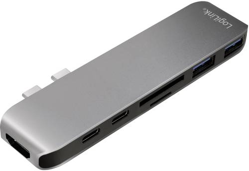UA0302 7 Port USB 3.2 Gen 1-Hub mit Aluminiumgehäuse Silber-Schwarz