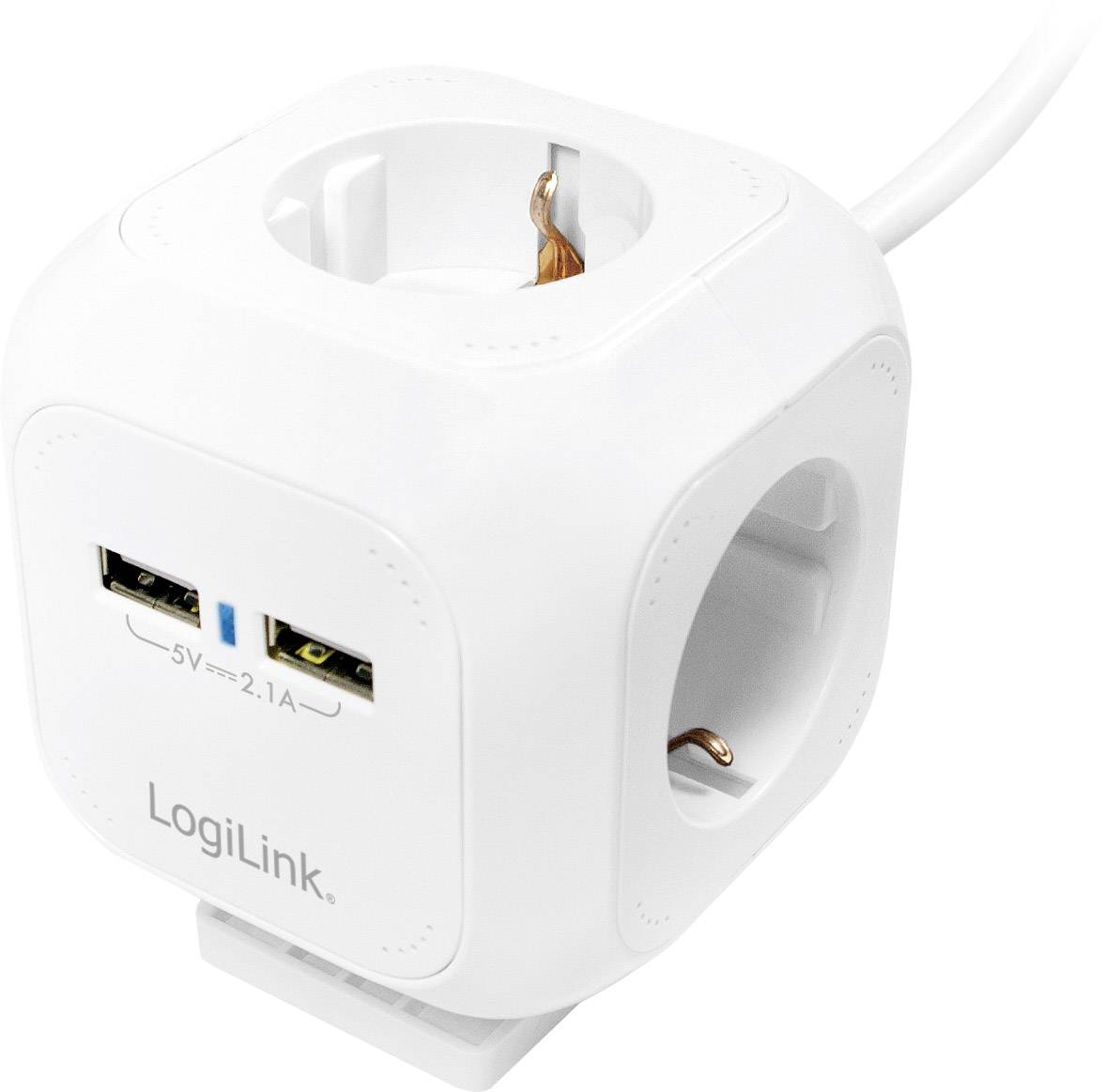 LogiLink LPS227 Steckdosenwürfel 4fach Weiß Schutzkontakt 1St.