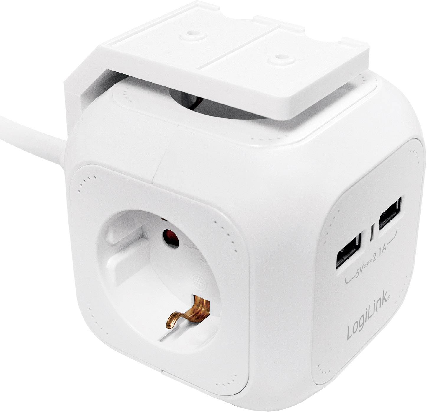LogiLink LPS227 Steckdosenwürfel 4fach Weiß Schutzkontakt 1St.