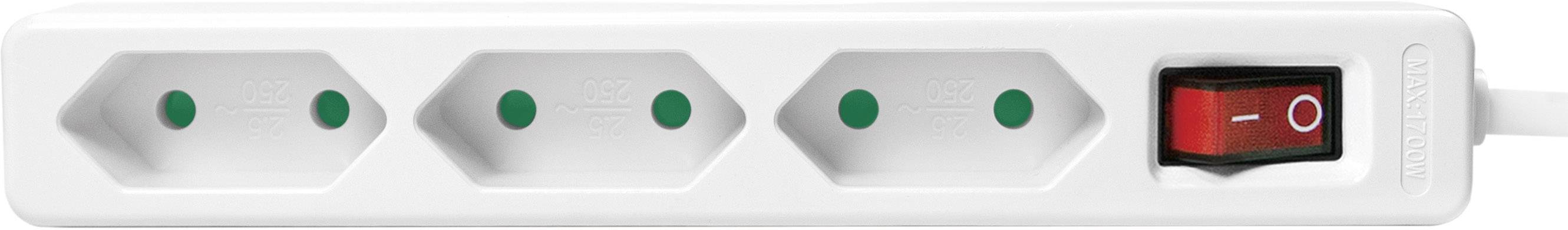 LogiLink LPS230 Steckdosenleiste mit Schalter 3fach Weiß Konturenstecker 1St.