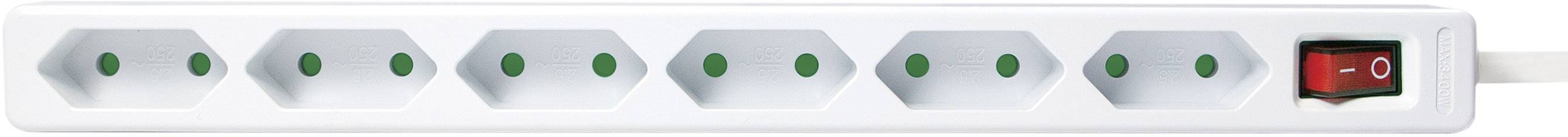 LogiLink LPS232 Steckdosenleiste mit Schalter 6fach Weiß Schutzkontakt 1St.