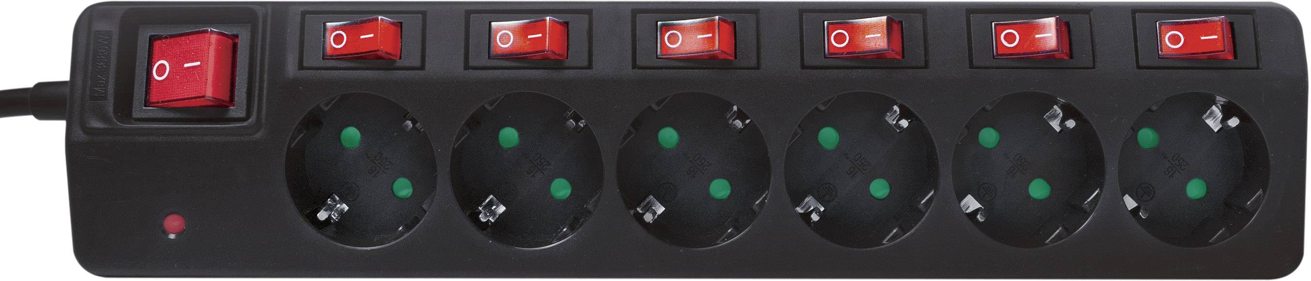 LogiLink LPS233 Überspannungsschutz-Steckdosenleiste 6fach Schwarz Schutzkontakt 1 St.