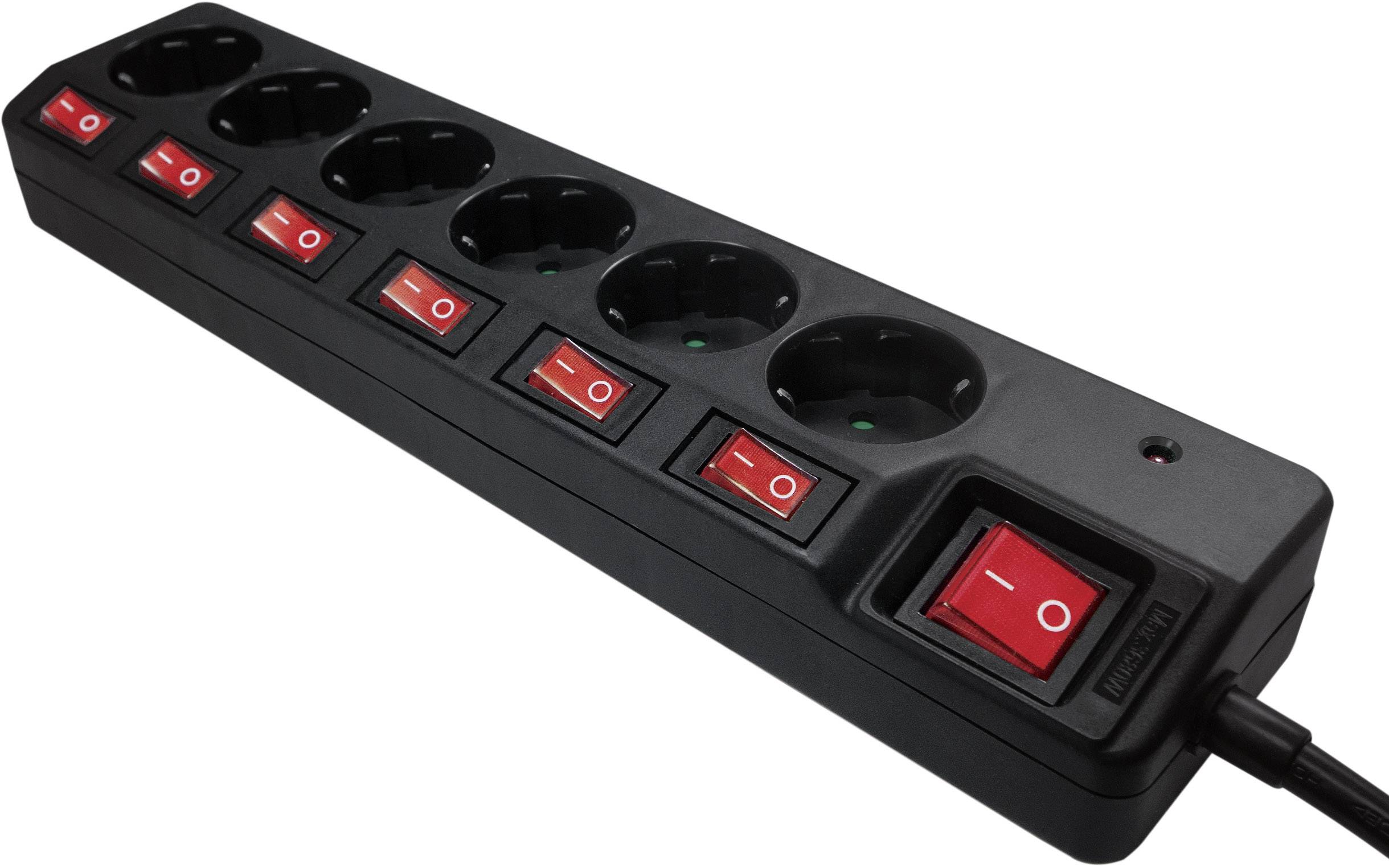LogiLink LPS233 Überspannungsschutz-Steckdosenleiste 6fach Schwarz Schutzkontakt 1 St.