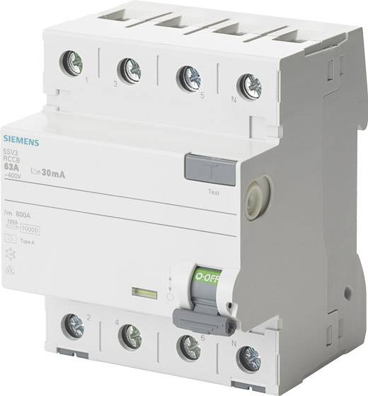 Ein weißer Fehlerstrom-Schutzschalter, gekennzeichnet mit '63A' und '30mA', für elektrische Sicherung und Schutz vor Überspannung.