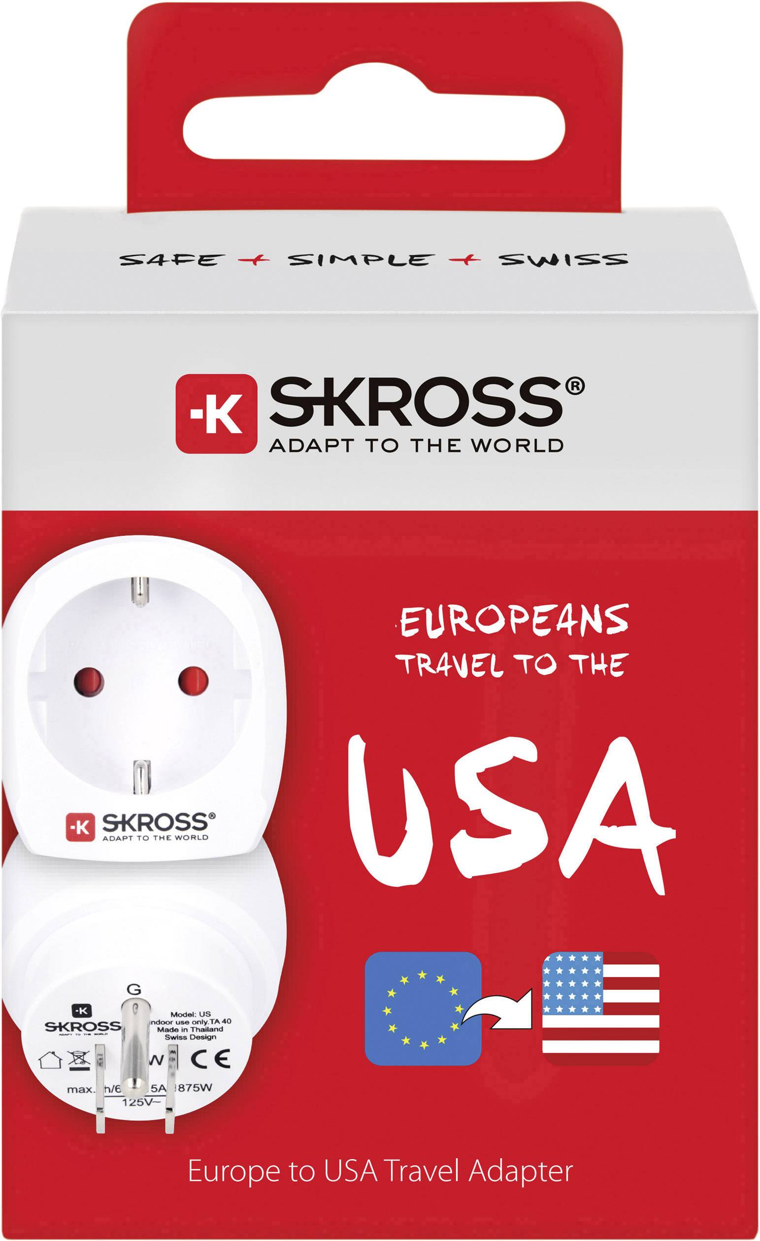 Skross 1.500203-E Reiseadapter CA EU to USA