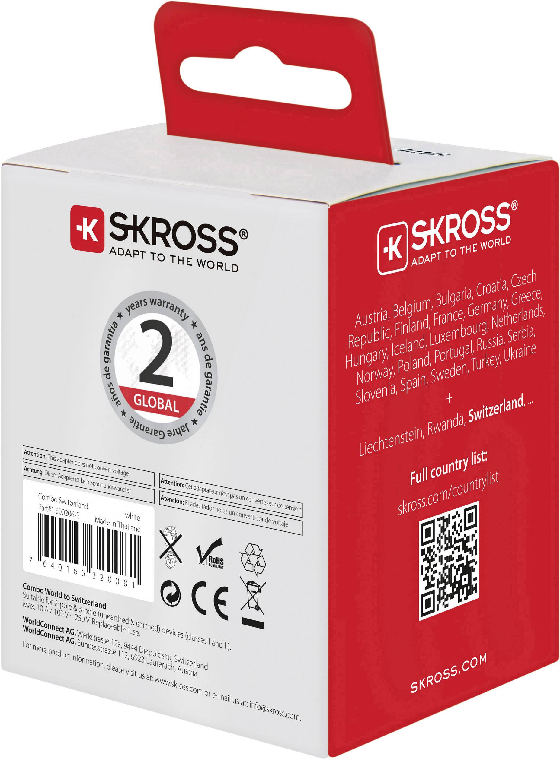 Skross 1.500206-E Reiseadapter CO W to CH