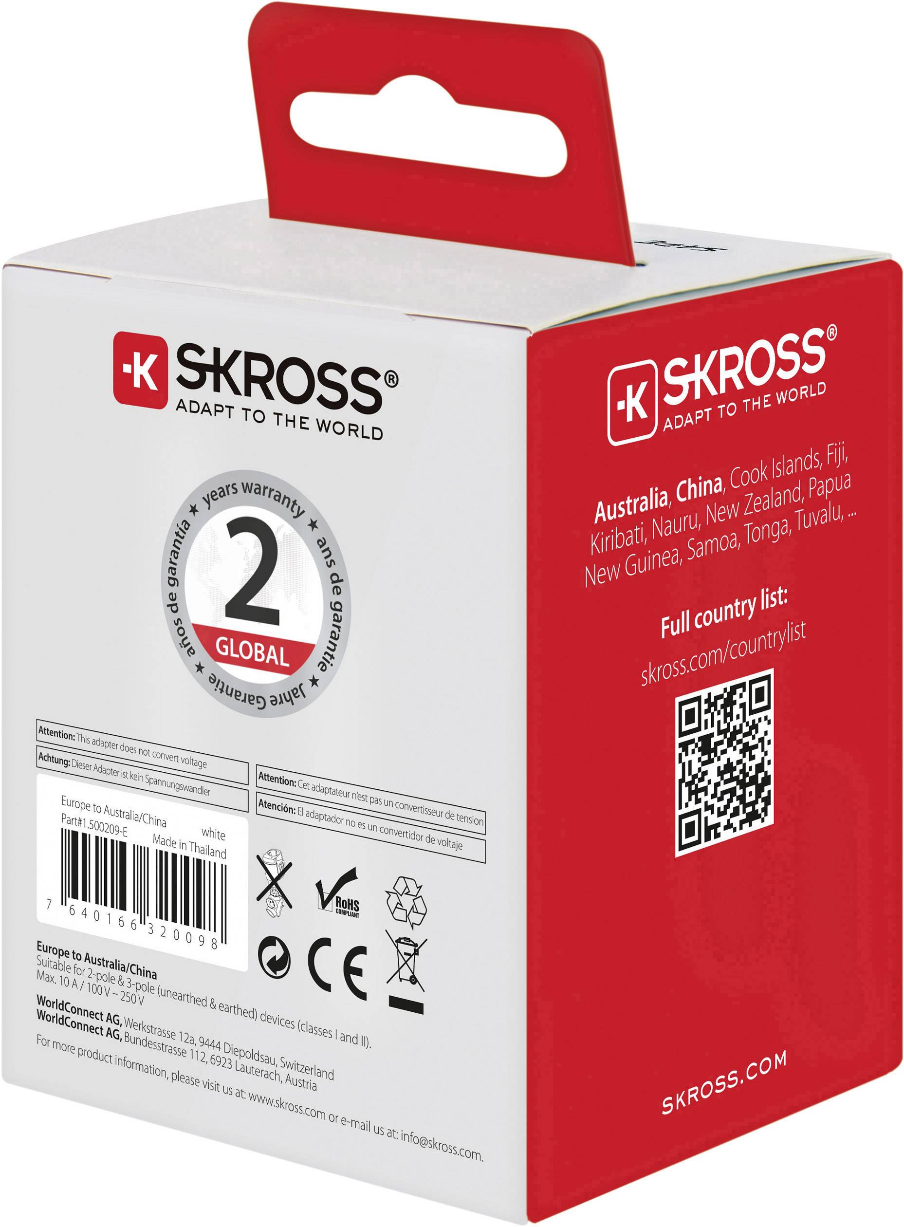 Skross 1.500209-E Reiseadapter CA EU to AUS/CHINA