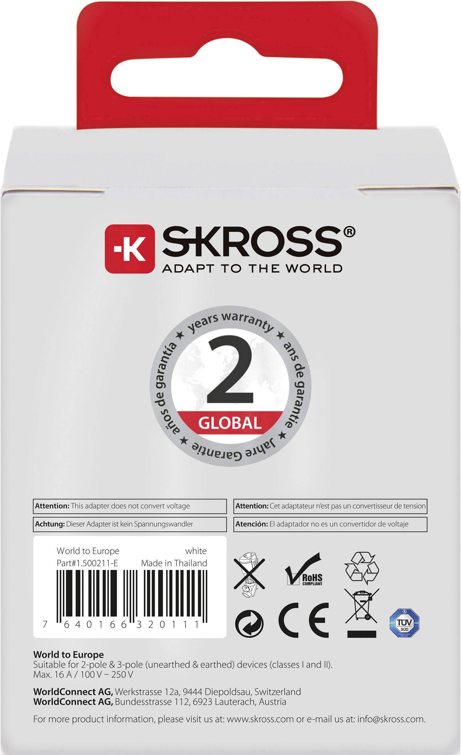 Skross 1.500211-E Reiseadapter CA W to EU