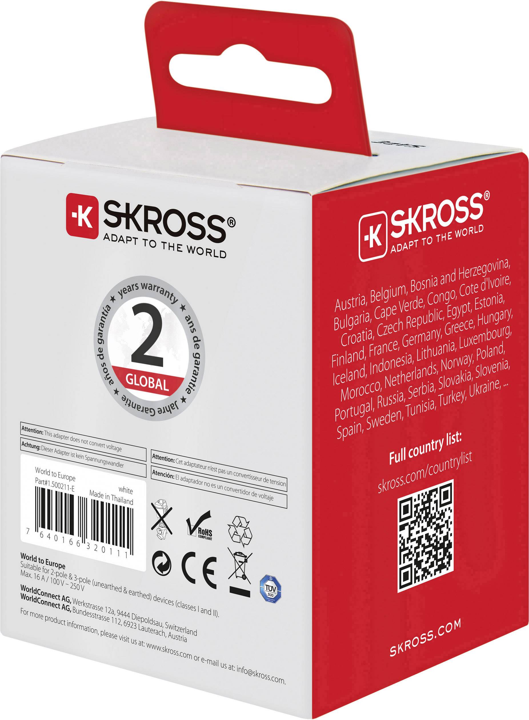 SKROSS Country Adapter World to Europe - Adapter für Power Connector - Typ F (S)