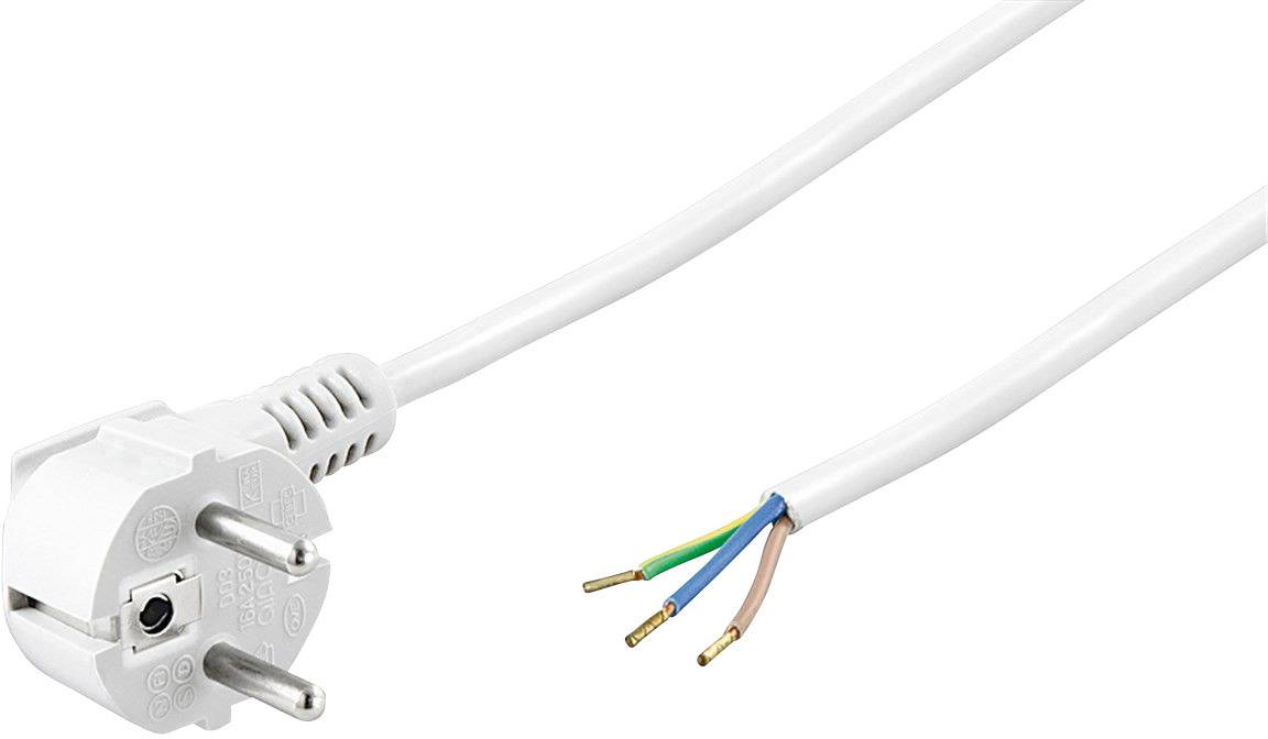 GOOBAY Netzkabel, 3x1mm², weiß, 5m, offenes Ende, Winkelstecker