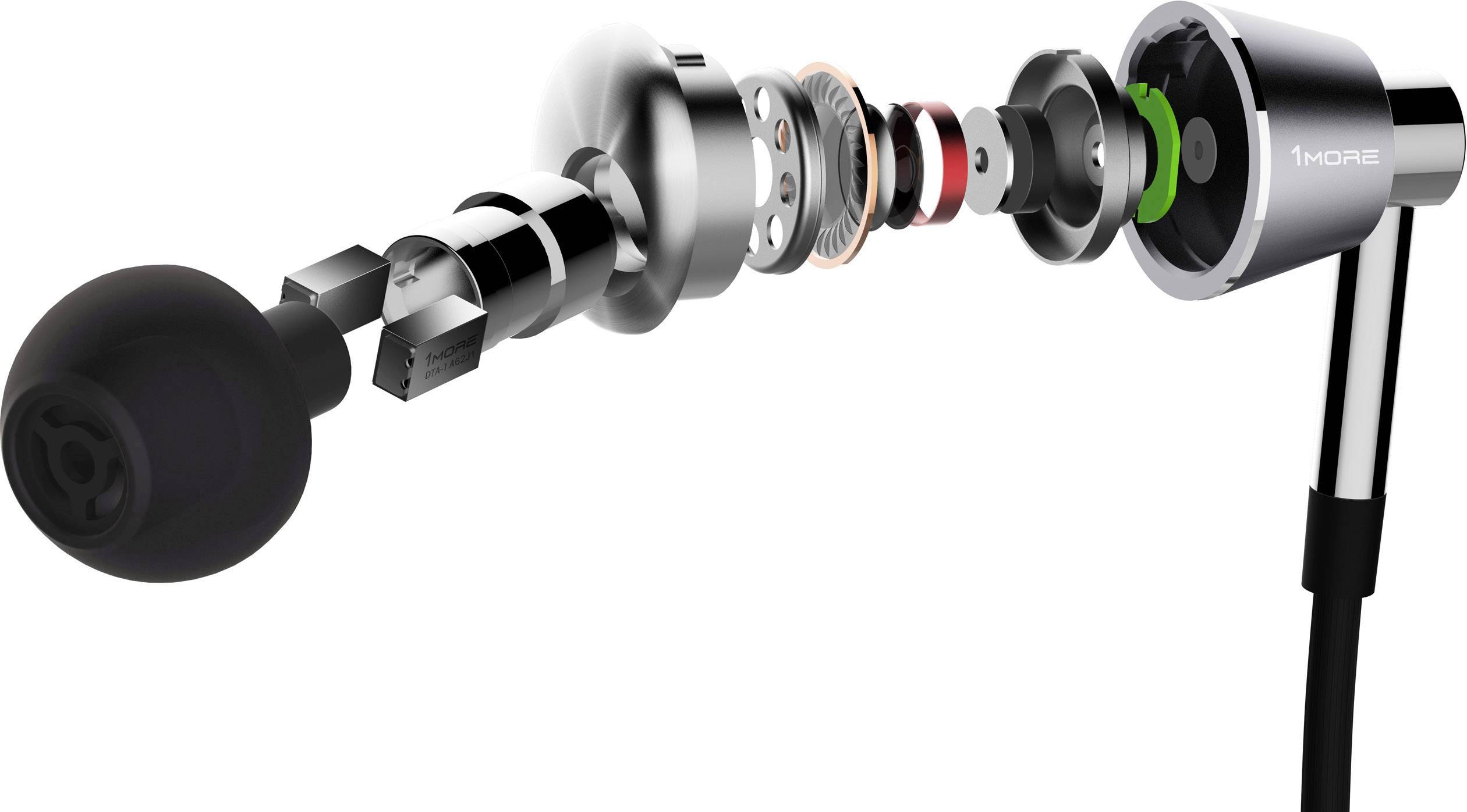 1more E1001BT In Ear Kopfhörer Bluetooth® Silber DAC, Noise Cancelling Headset