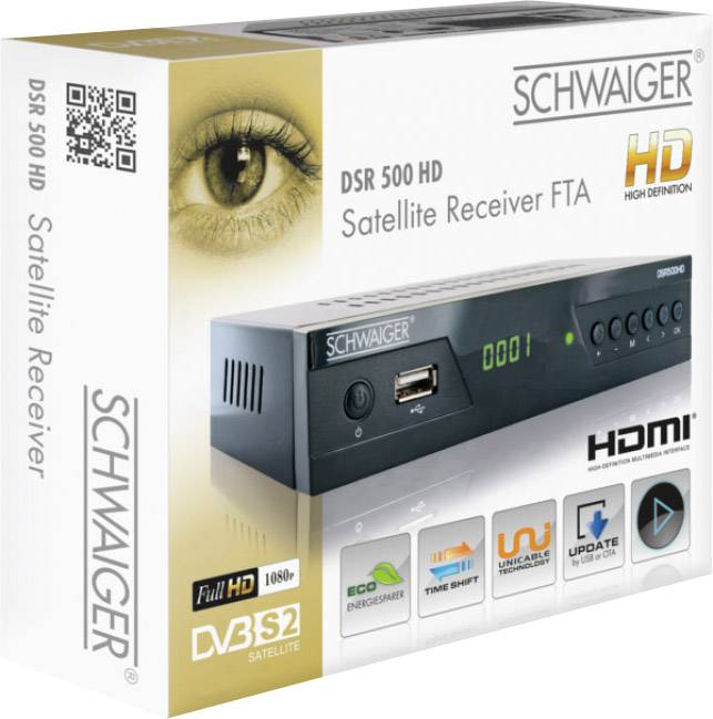 Schwaiger DSR500HD HD-SAT-Receiver Front-USB Anzahl Tuner: 1