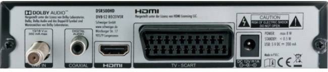 Schwaiger DSR500HD HD-SAT-Receiver Front-USB Anzahl Tuner: 1