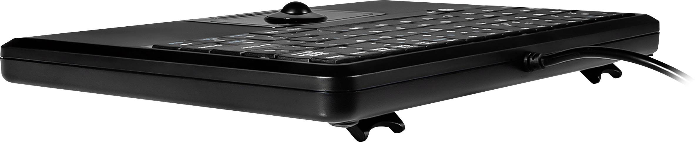 Perixx Periboard-509 H Plus USB Tastatur US-Englisch, QWERTY Schwarz Integrierter Trackball, Maustasten