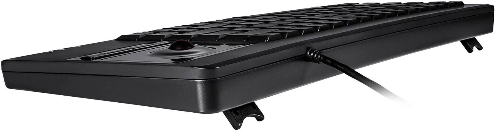 Perixx PERIBOARD-514 H PLUS USB Tastatur US-Englisch, QWERTY Schwarz Integrierter Trackball, Maustasten, USB-Anschluss