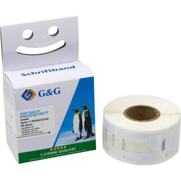 G&G Etiketten Rolle Kompatibel ersetzt DYMO 11353, S0722530 25 x 13mm Papier Weiß 1000 St. Permanent haftend Universal-Etiketten