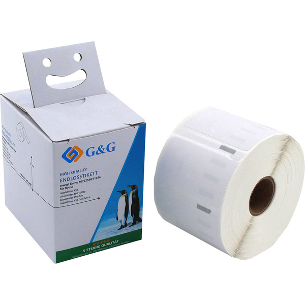 G&G Etiketten Rolle Kompatibel ersetzt DYMO 11354, S0722540 57 x 32mm Papier Weiß 1000 St. Permanent Universal-Etiketten 14980