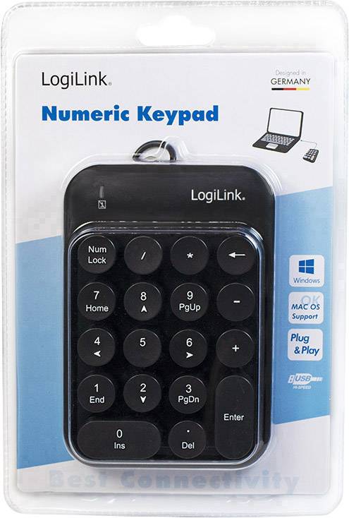 LogiLink ID0174 Funk, USB Nummernblock Schwarz