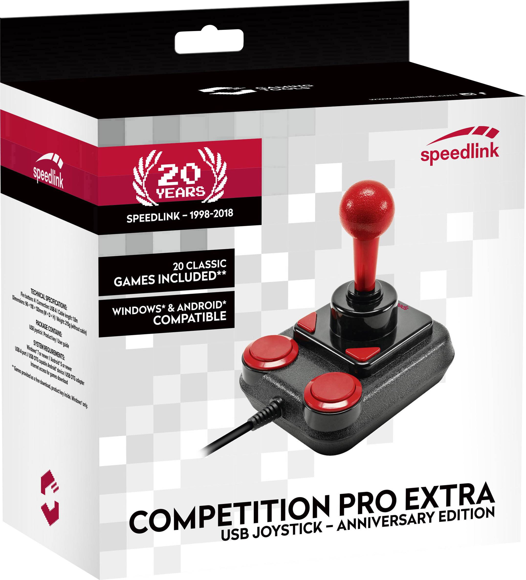 Verpackung eines Speedlink Competition Pro Extra USB-Joysticks, Sonderedition zum 20-jährigen Jubiläum. Für Windows und Android.