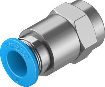 Metallischer Schnellanschlussadapter mit blauem Kunststoffende, passend für Pneumatik- oder Hydrauliksysteme.